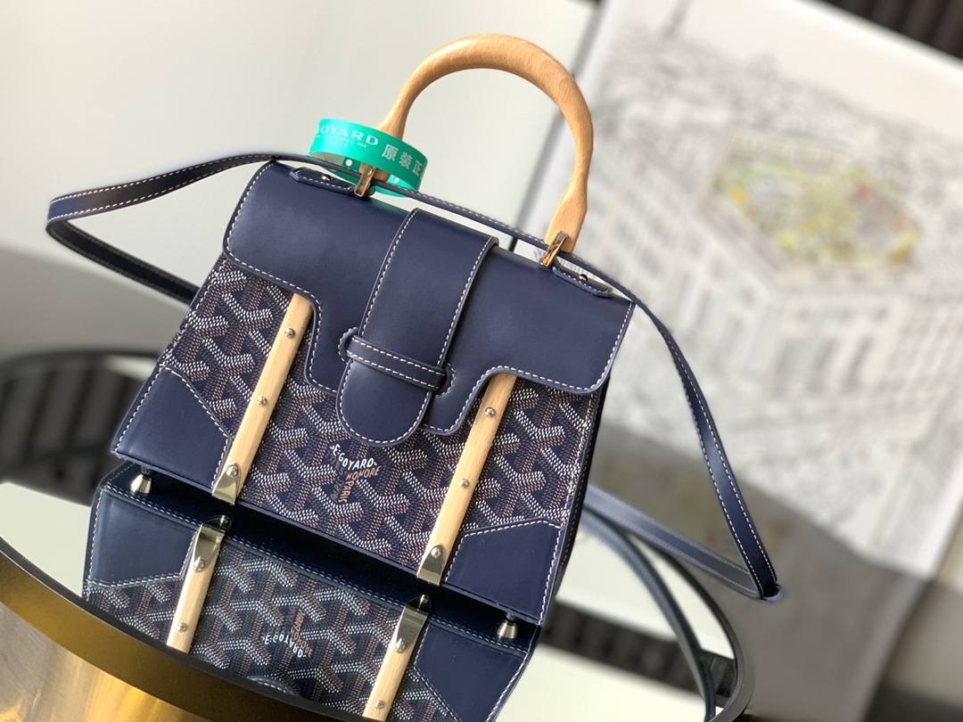 Goyard Blue Goyardine Coated Canvas And Leather Mini
