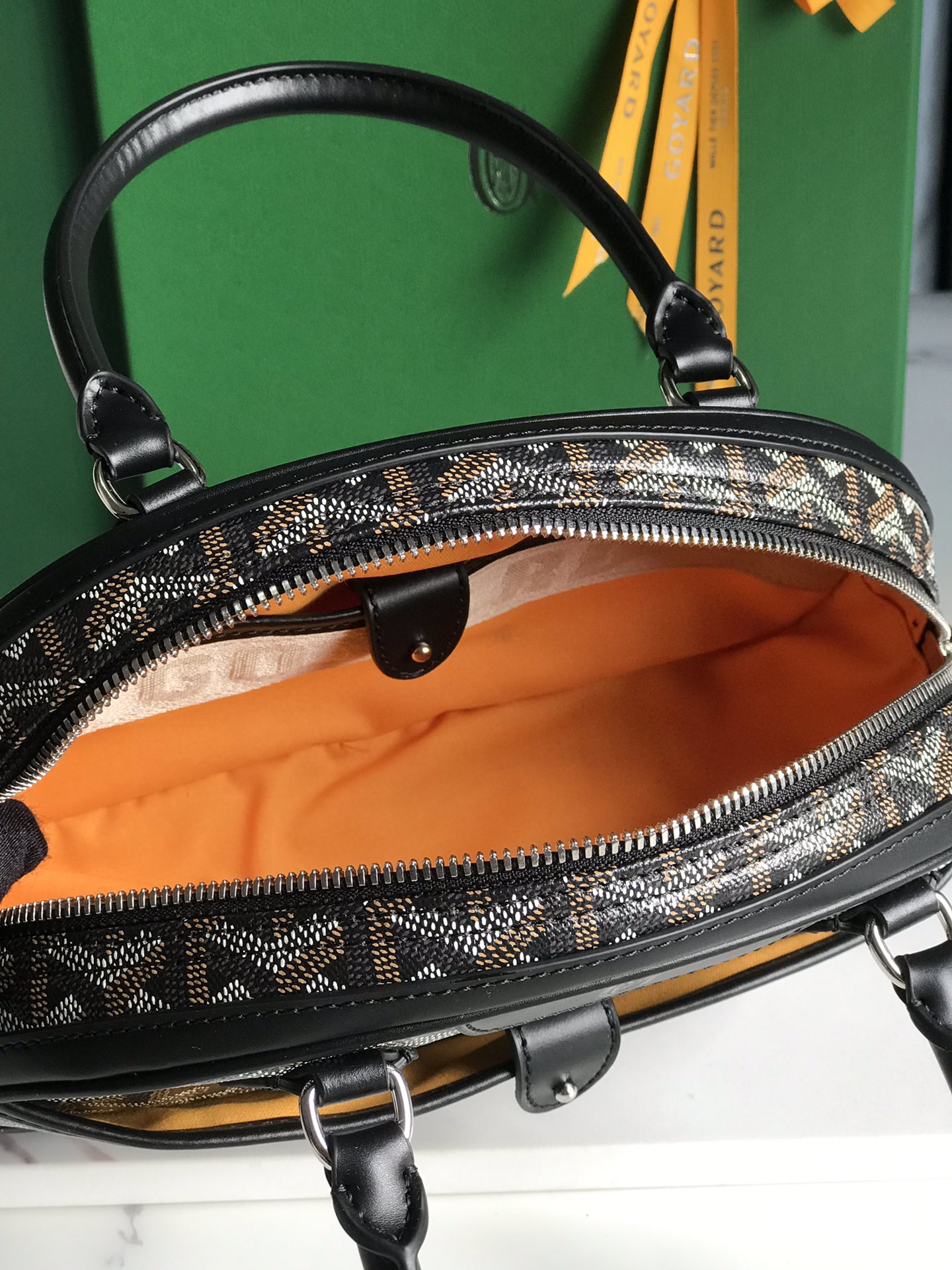Goyard Black Chevron Print Coated Canvas St. Jeanne PM39