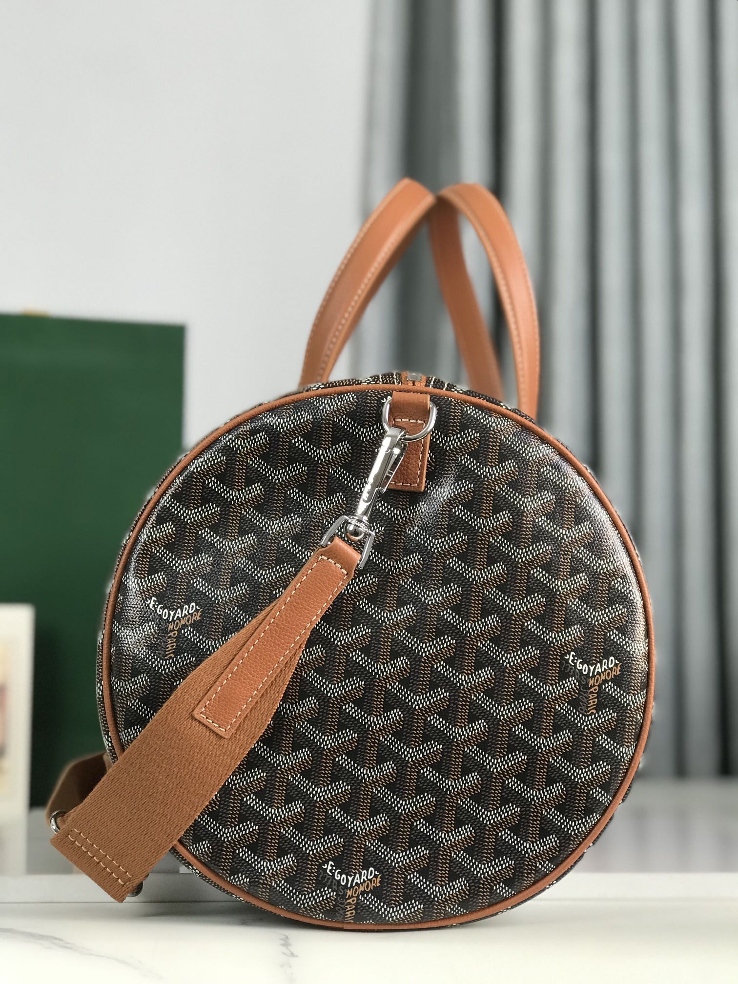 Goyard Barrel 40 Sports Bag Black Tan