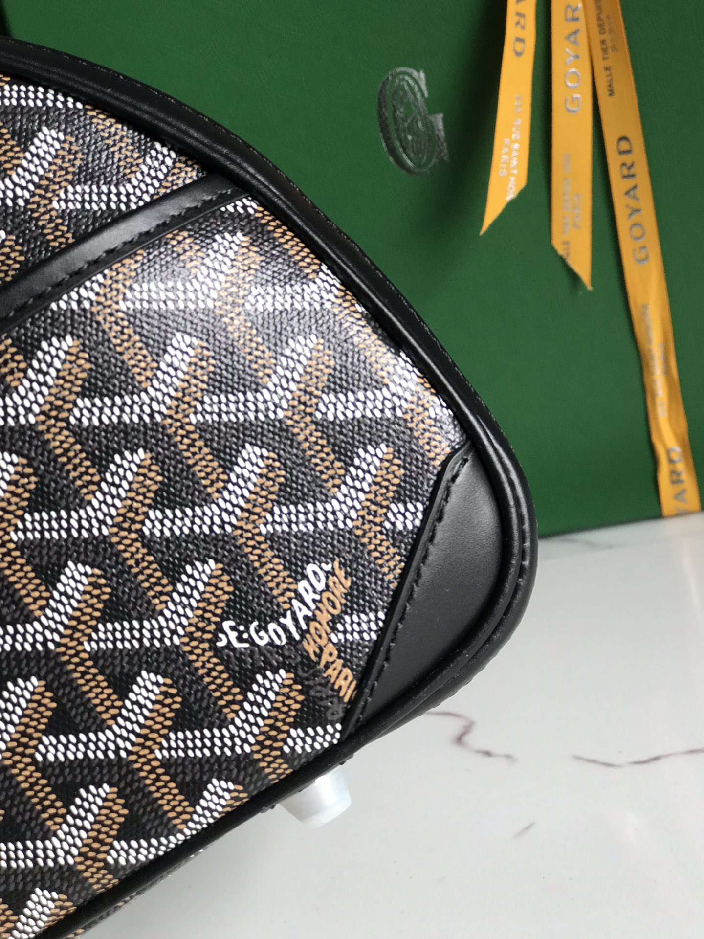 Goyard Black Chevron Print Coated Canvas St. Jeanne PM39