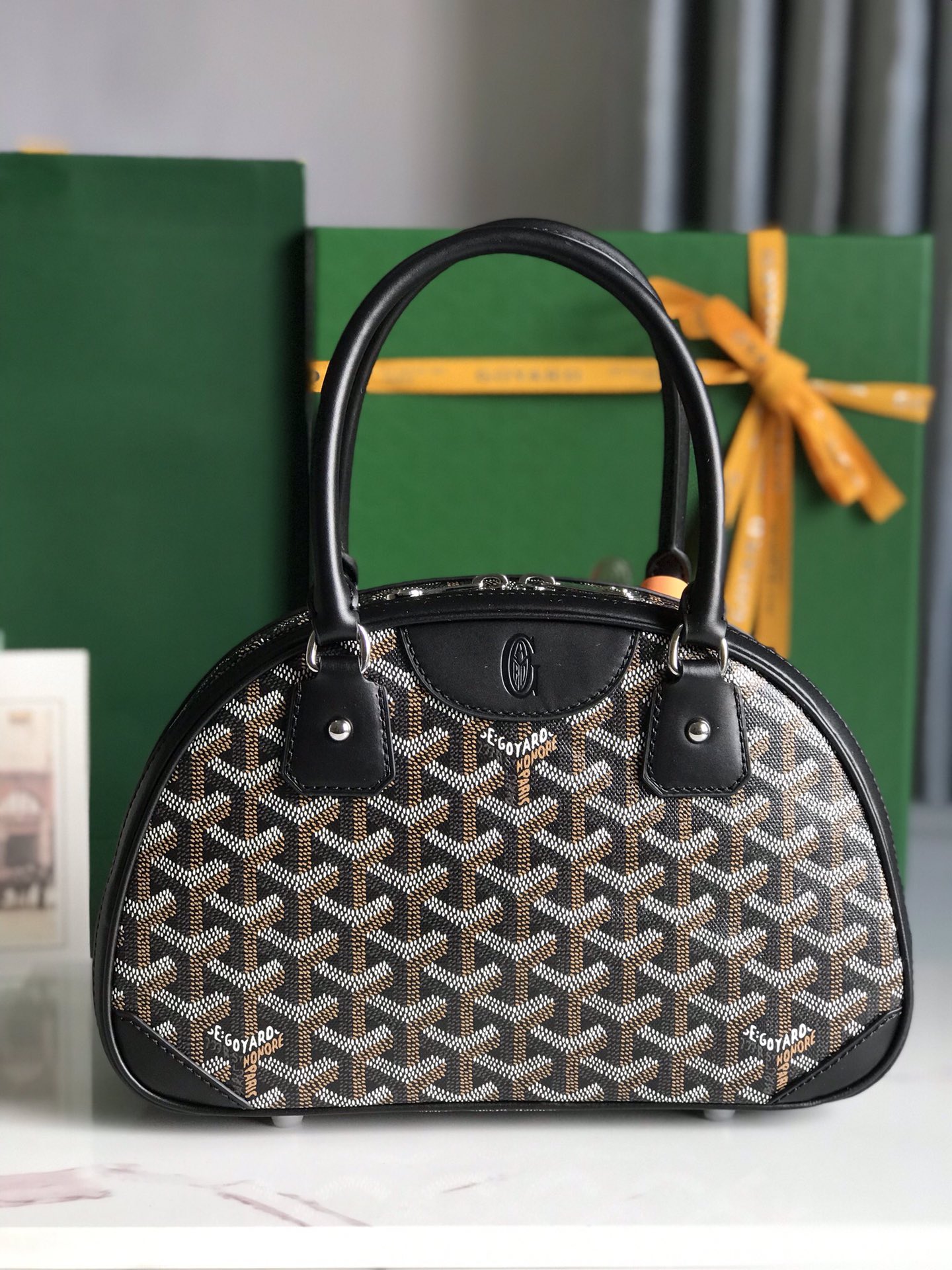 Goyard Black Chevron Print Coated Canvas St. Jeanne PM39