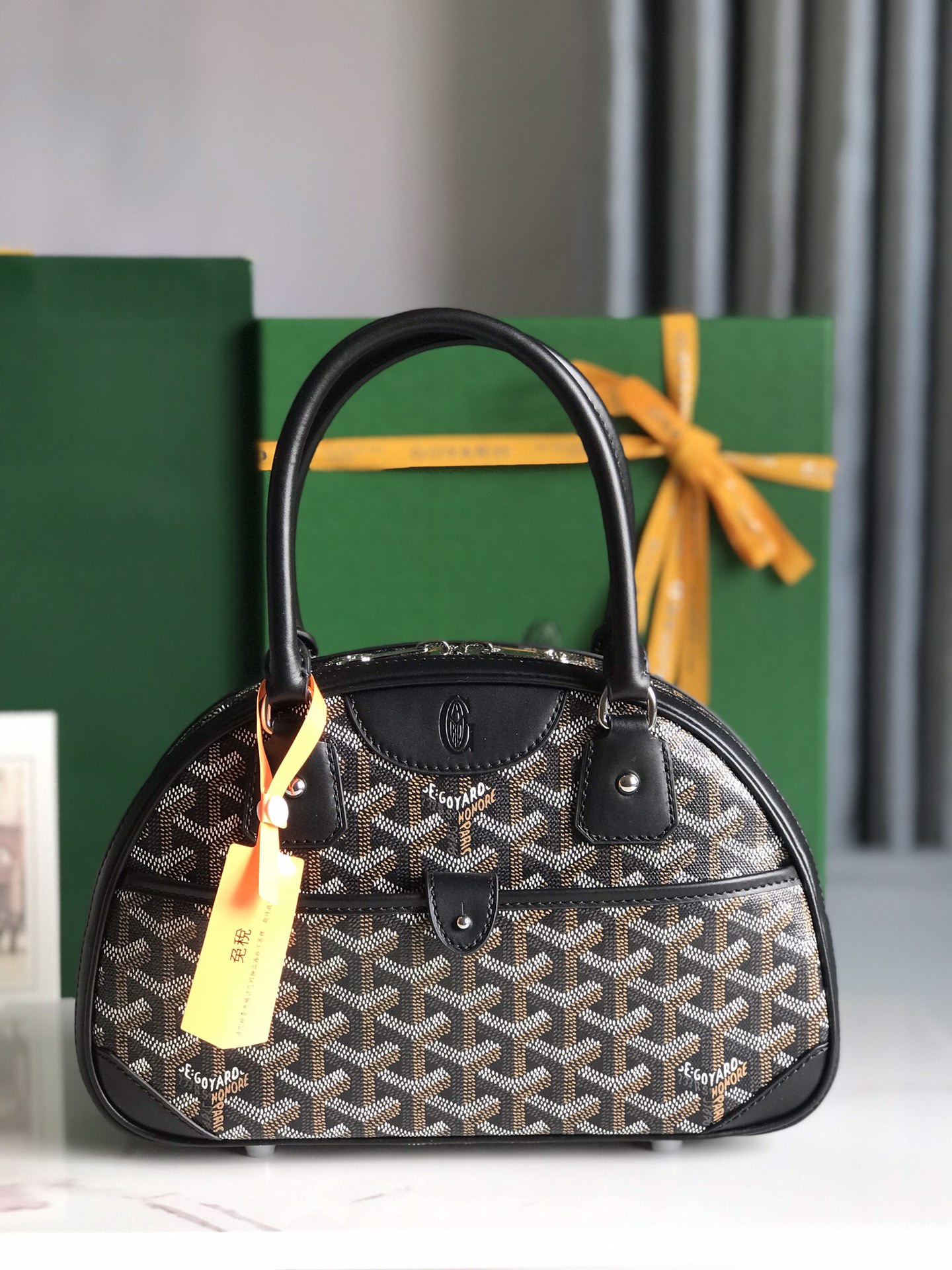 Goyard Black Chevron Print Coated Canvas St. Jeanne PM39