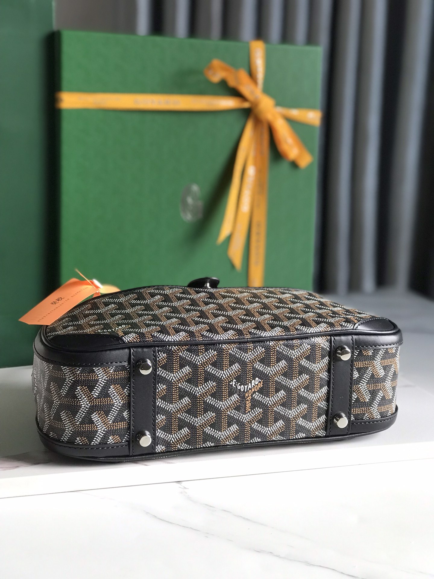 Goyard Black Chevron Print Coated Canvas St. Jeanne PM39