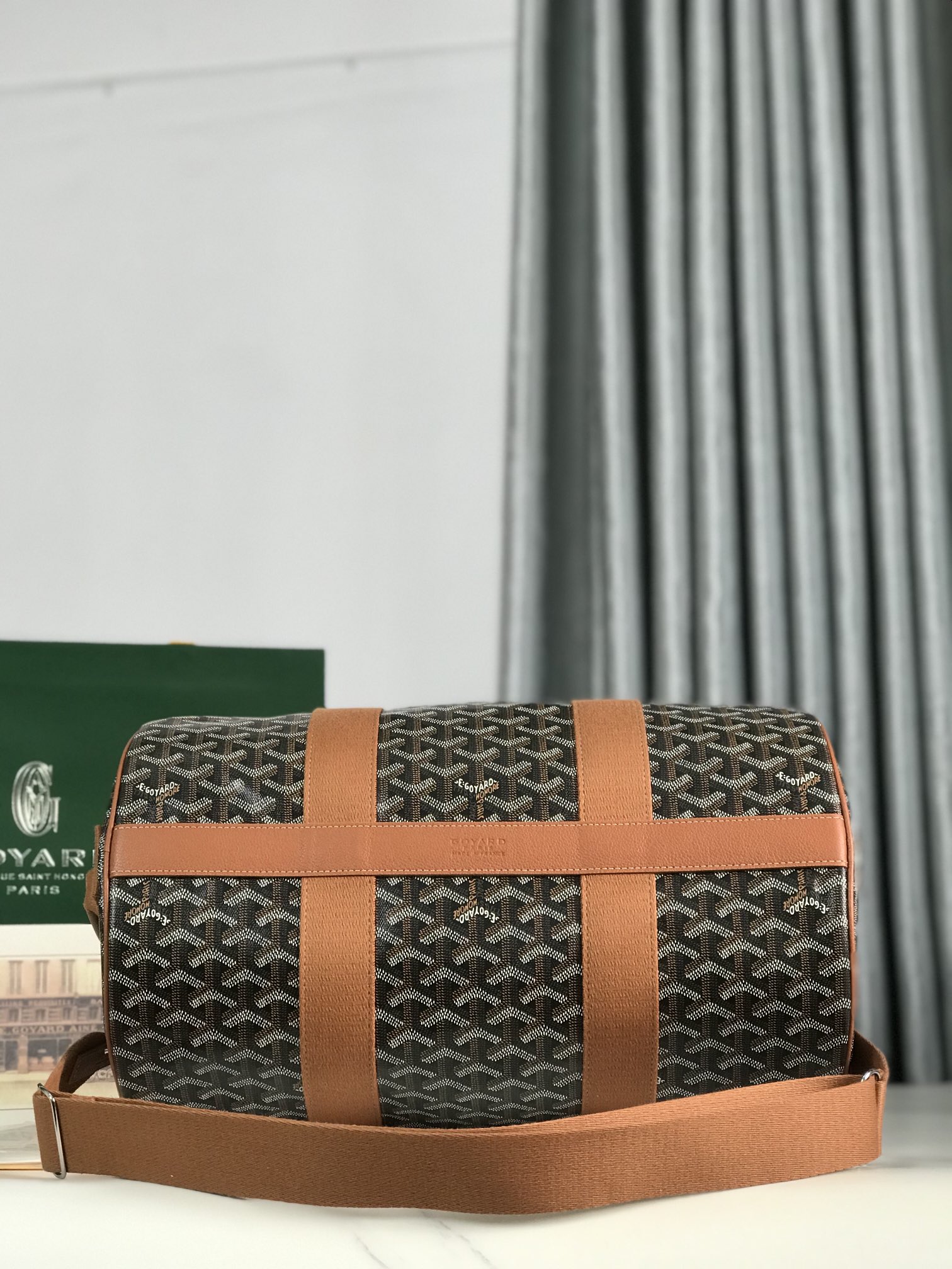 Goyard Barrel 40 Sports Bag Black Tan