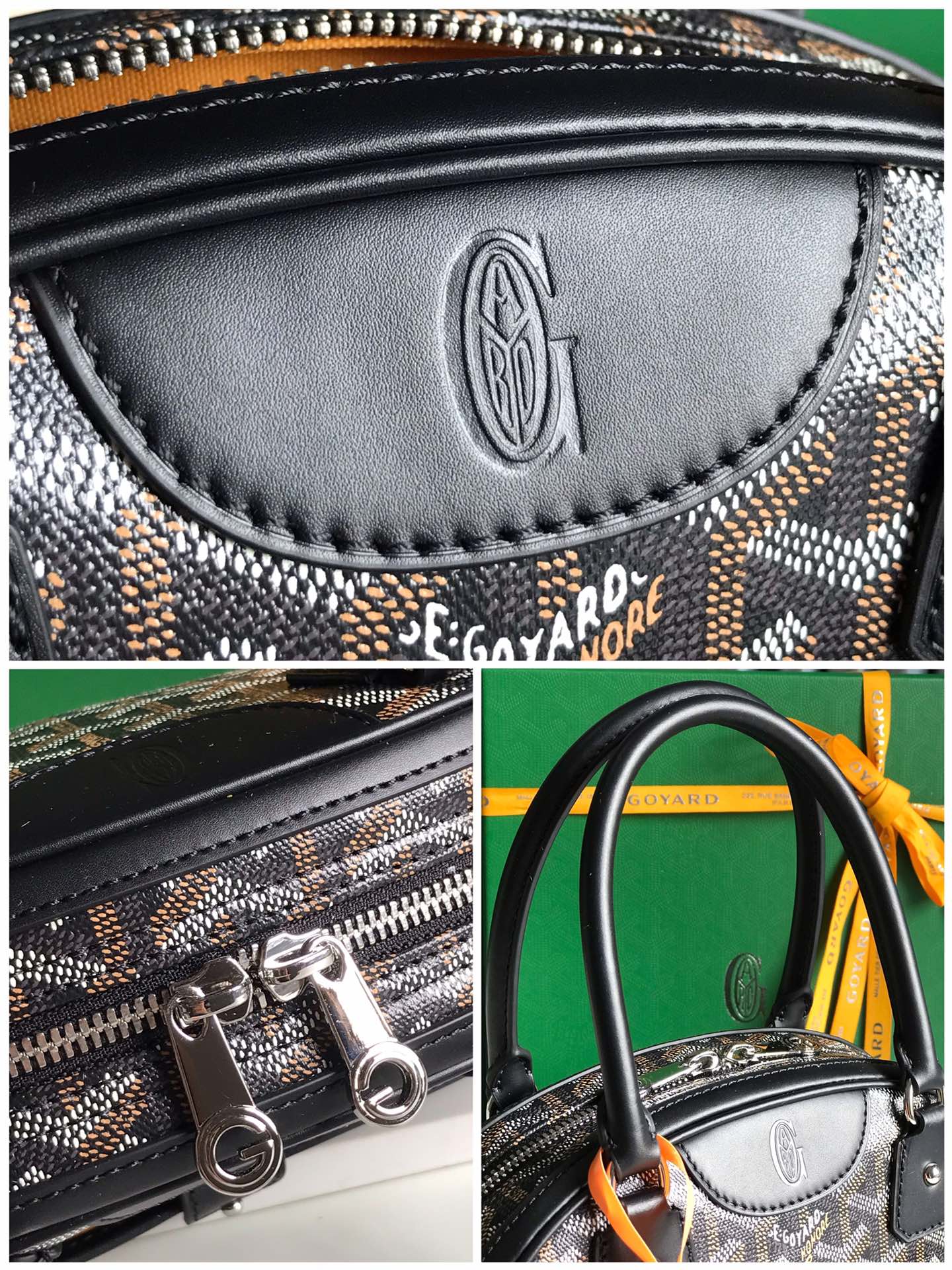 Goyard Black Chevron Print Coated Canvas St. Jeanne PM39