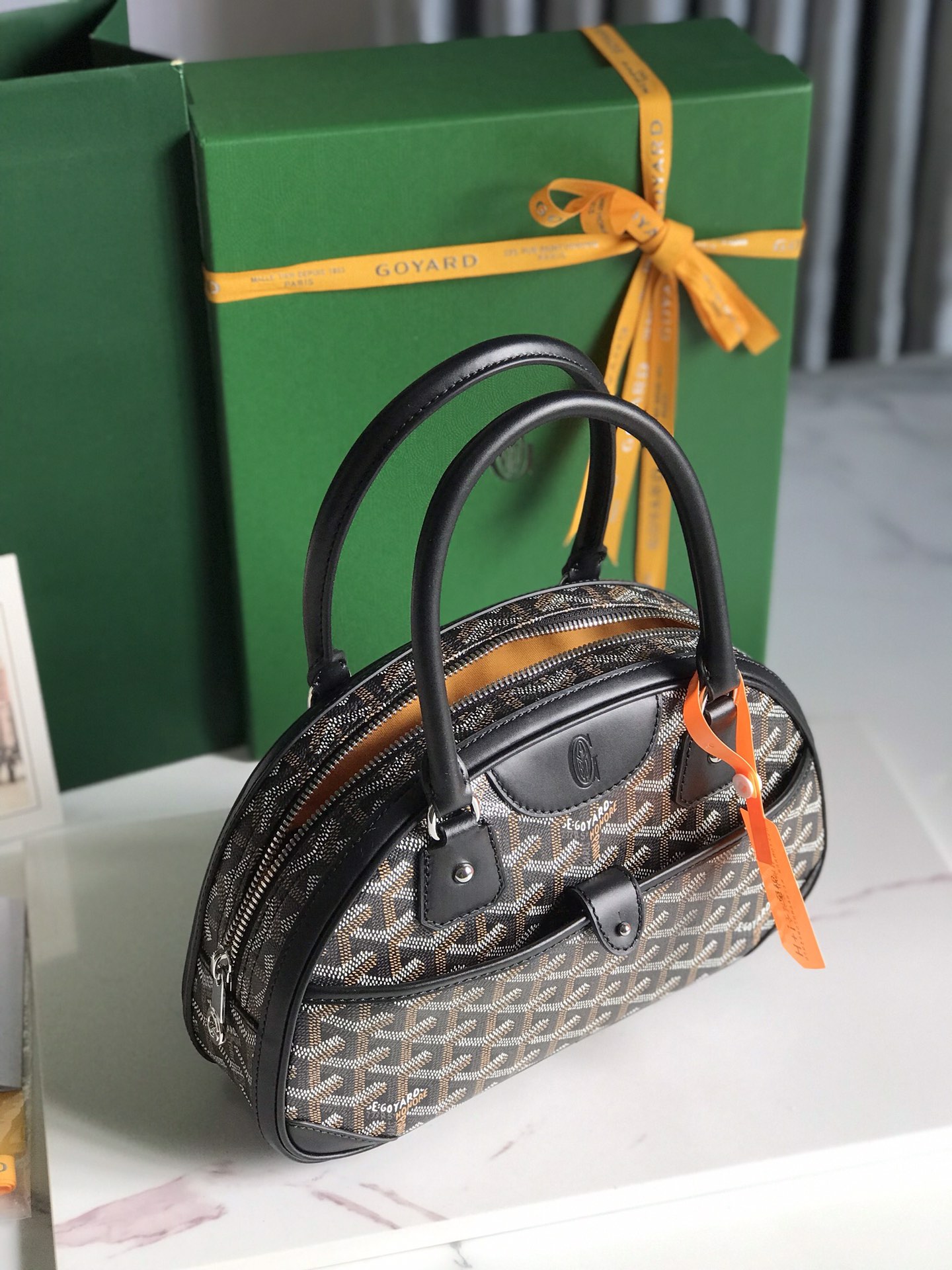 Goyard Black Chevron Print Coated Canvas St. Jeanne PM39