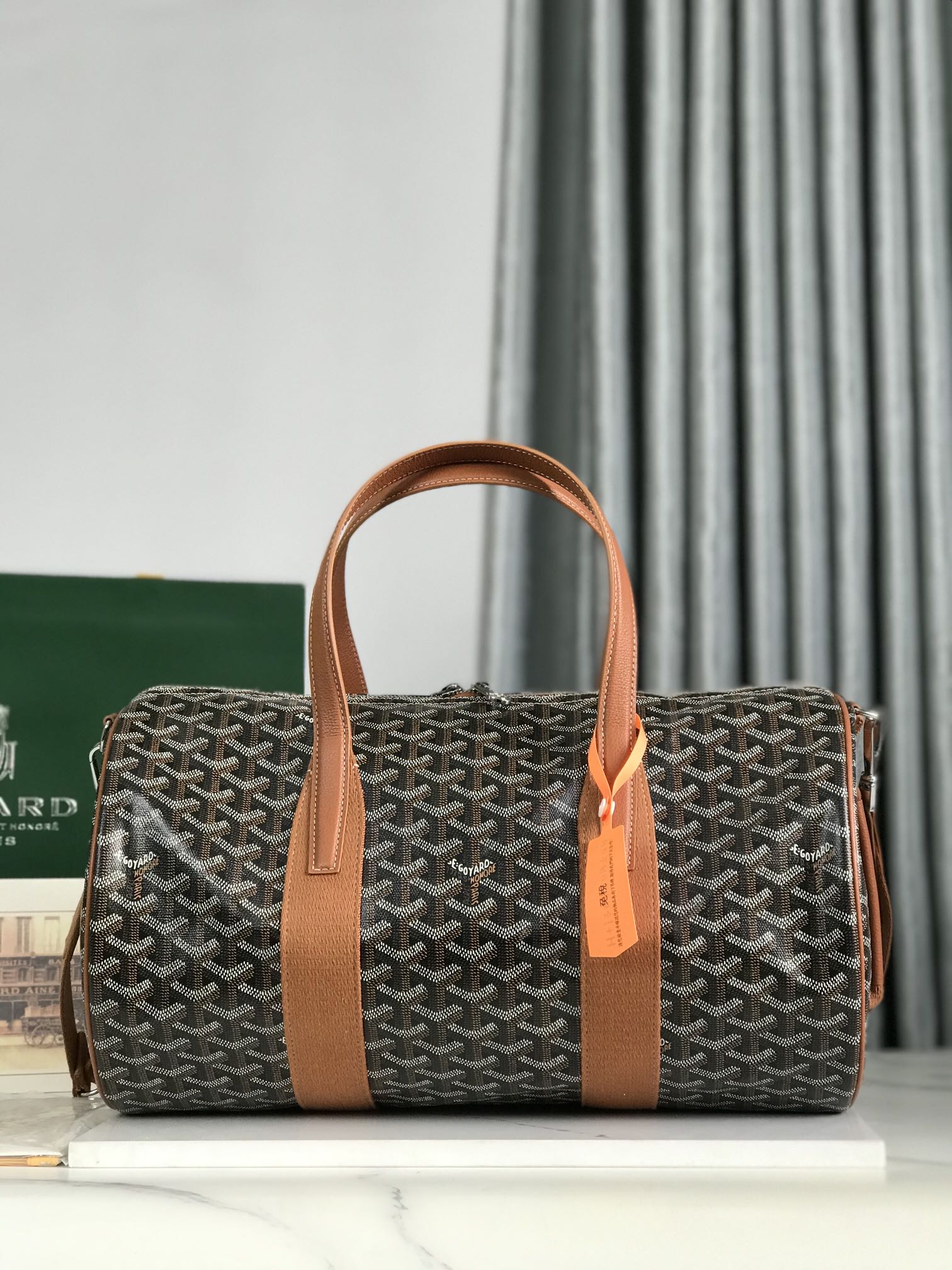 Goyard Barrel 40 Sports Bag Black Tan