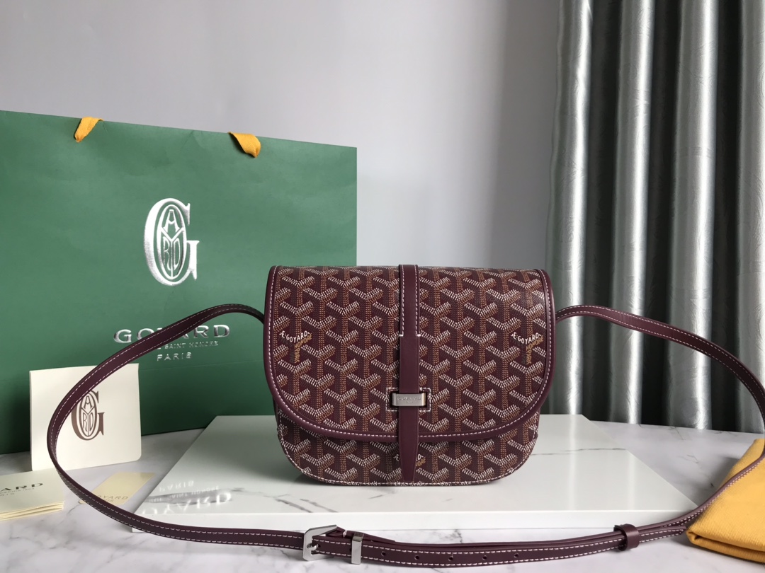 Goyard Burgundy Goyardine Coated Canvas and Leather