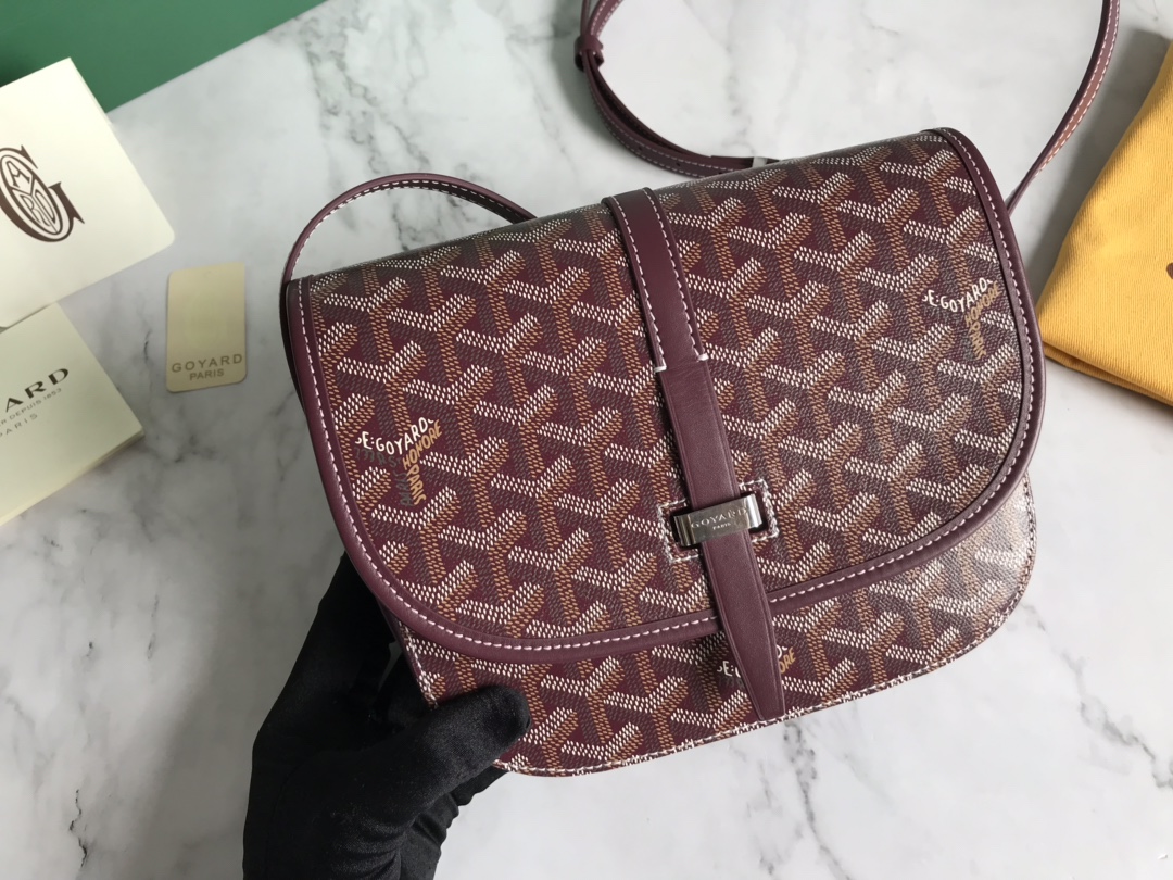 Goyard Burgundy Goyardine Coated Canvas and Leather