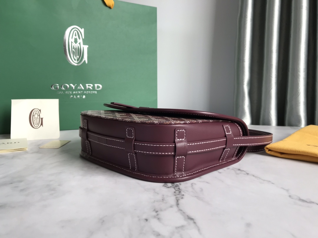 Goyard Burgundy Goyardine Coated Canvas and Leather