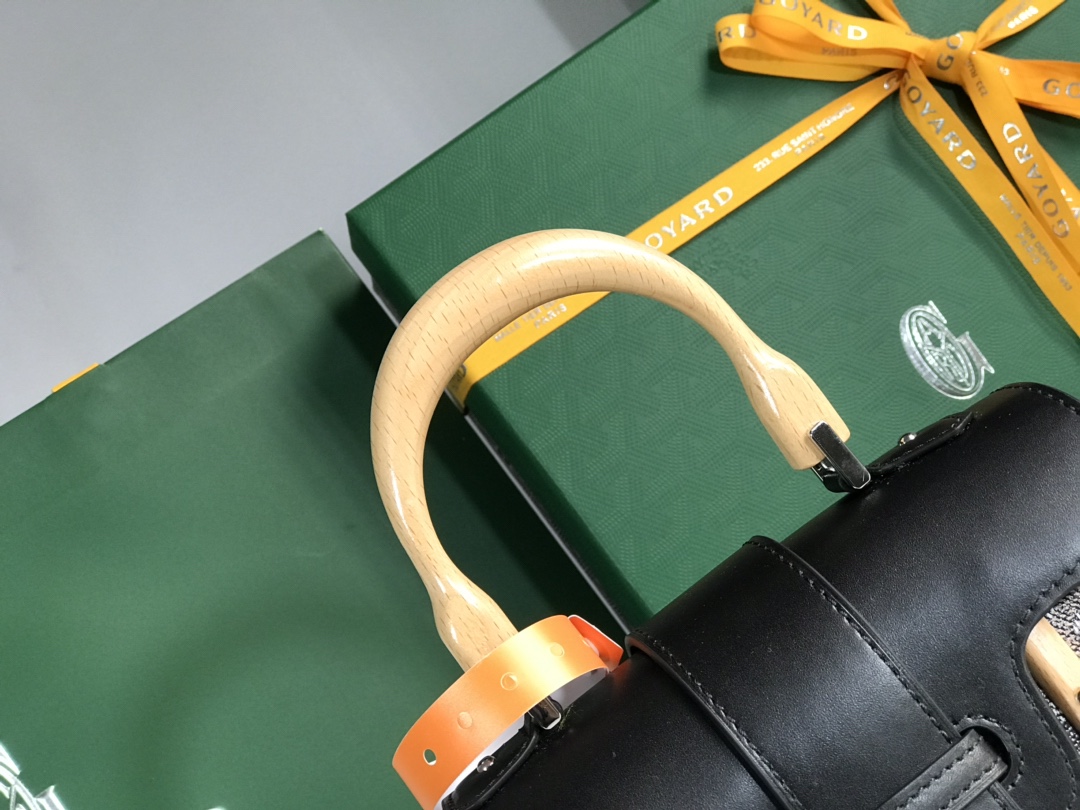 bag Goyard Saigon Handbag Goyardine Wood Trim PM 'BlackMATIGNON  00659