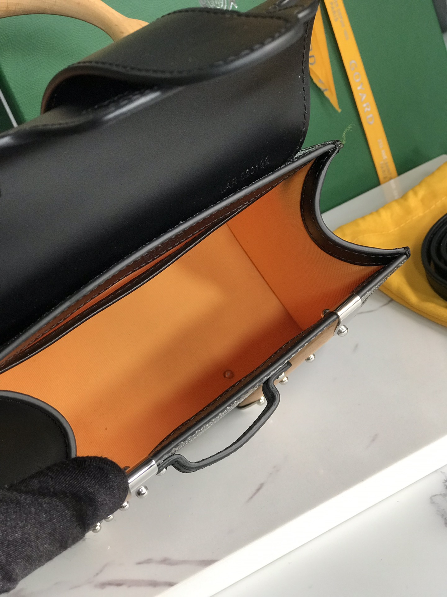 bag Goyard Saigon Handbag Goyardine Wood Trim PM 'BlackMATIGNON  00659