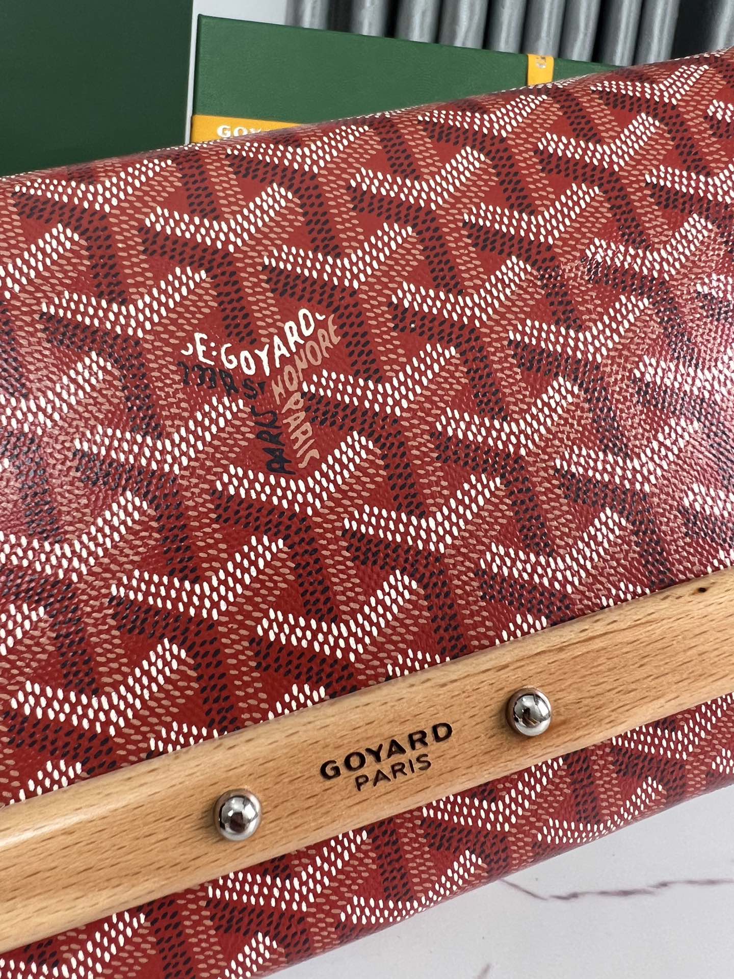 GOYARD Goyardine Monte Carlo Bois Clutch With Strap Red