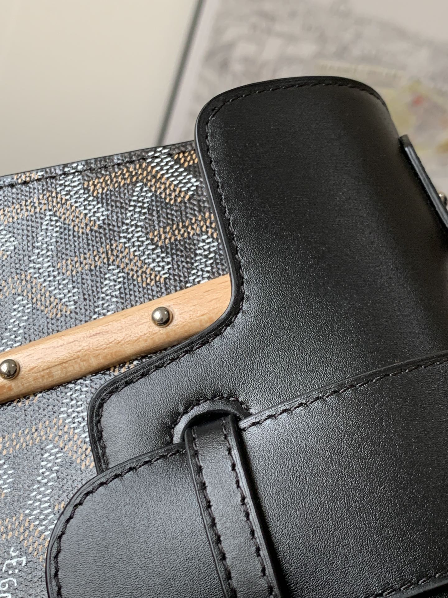 Goyard Black Goyardine Coated Canvas and Leather PM Saigon