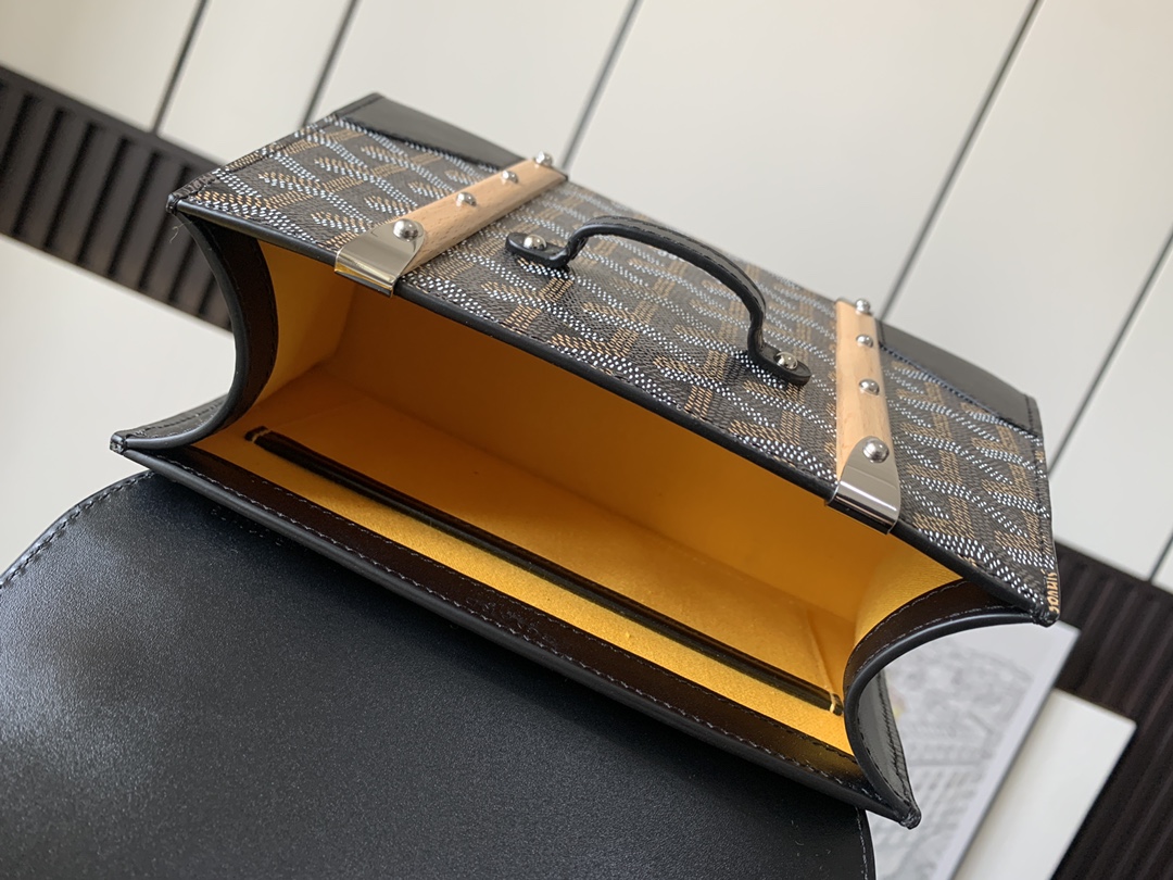 Goyard Black Goyardine Coated Canvas and Leather PM Saigon