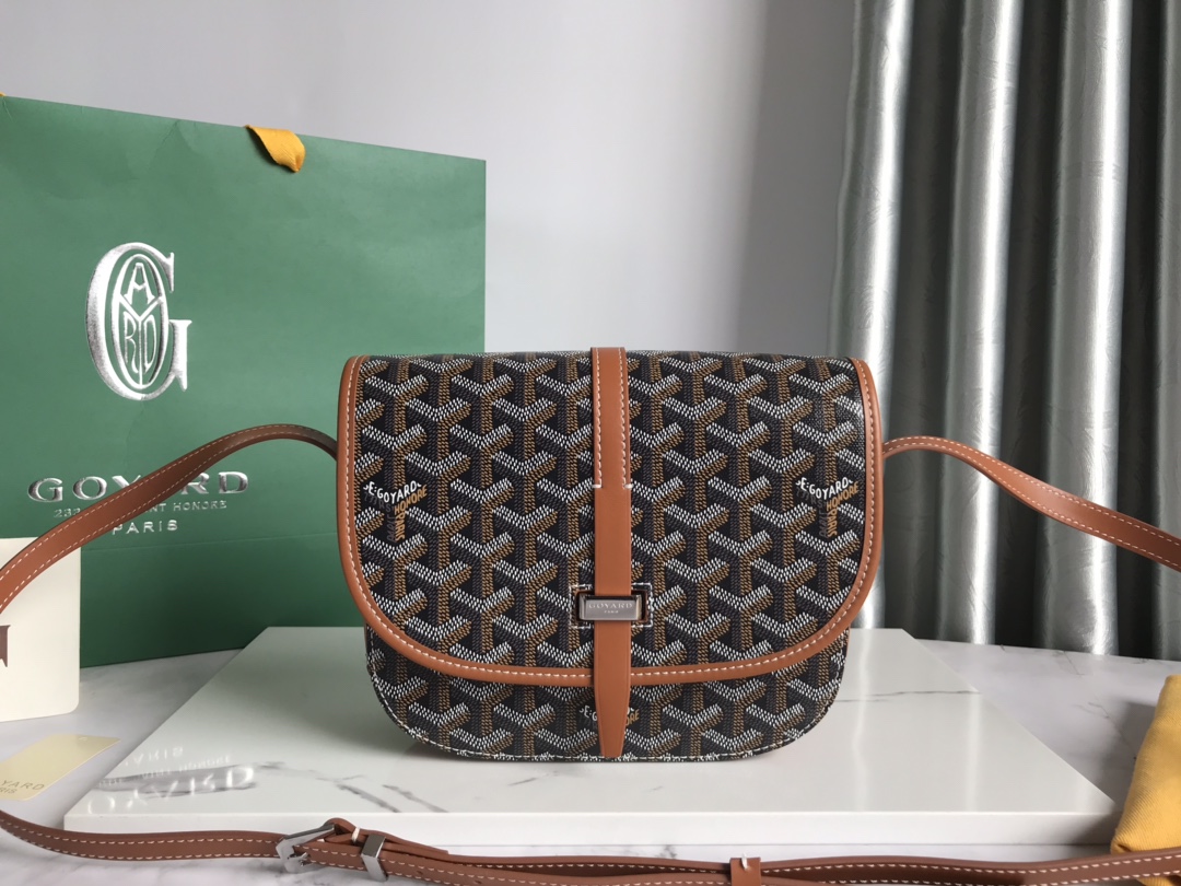 GOYARD Goyardine Belvedere II PM Messenger Bag Black Gold