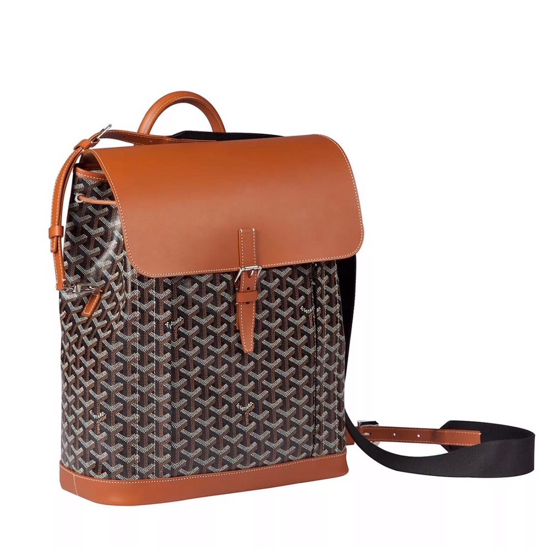 GOYARD Goyardine Calfskin Alpin MM Backpack Gold black brown