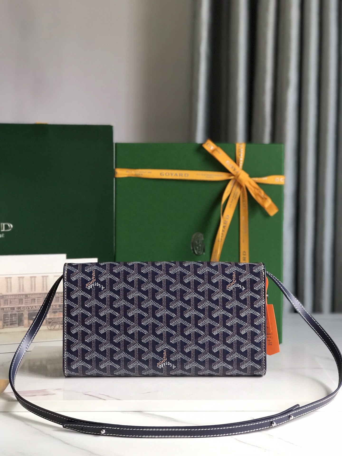 GOYARD Goyardine Monte Carlo Bois Clutch With Strap Black