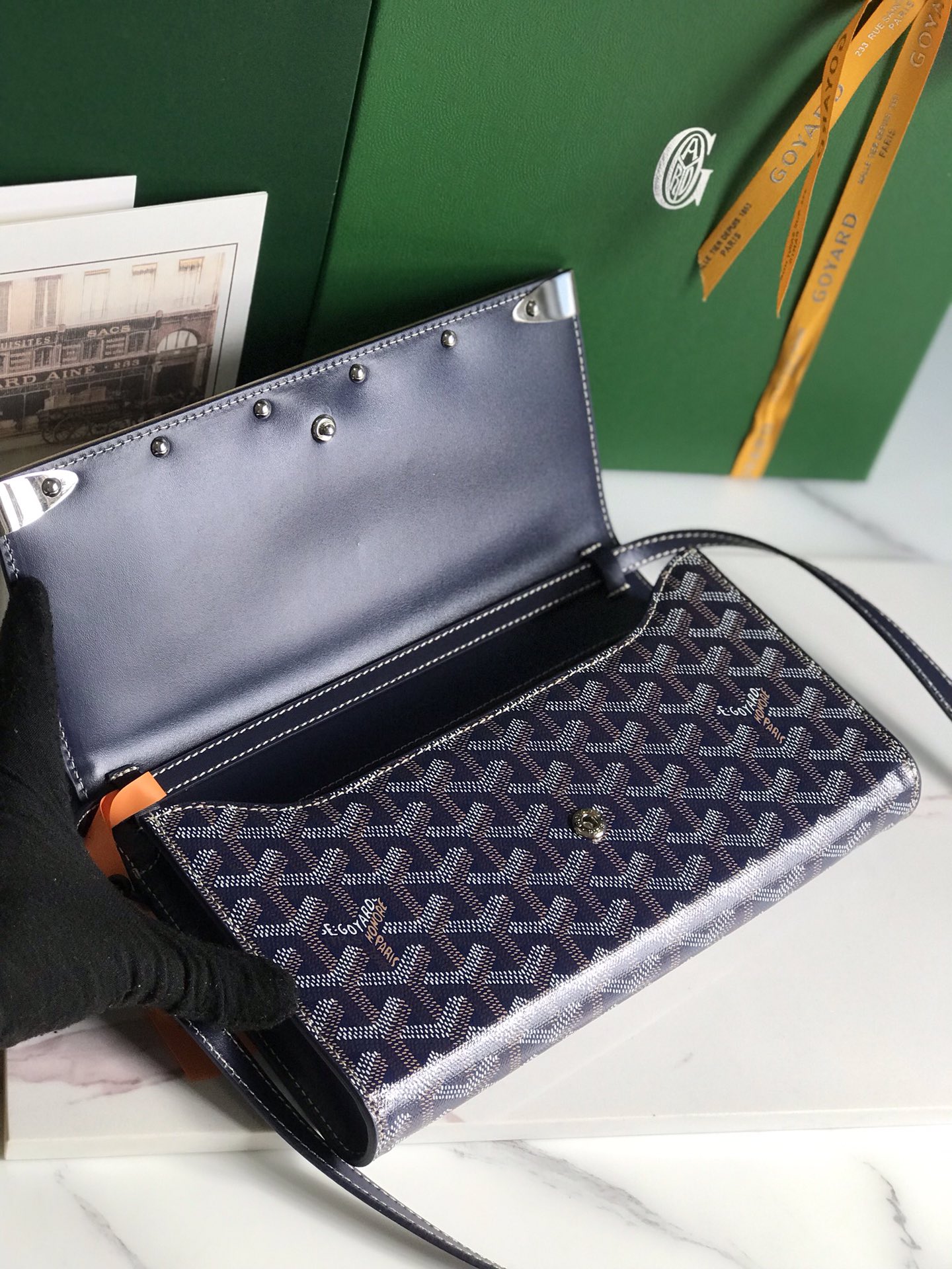 GOYARD Goyardine Monte Carlo Bois Clutch With Strap Black