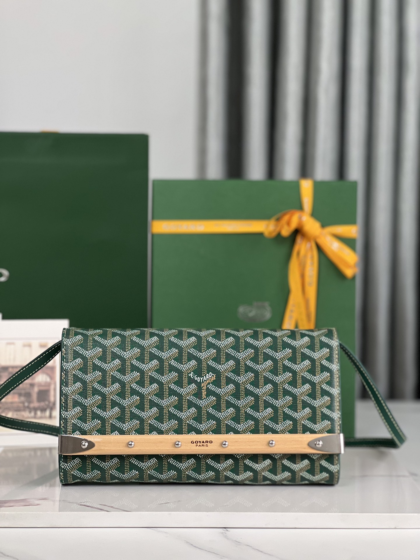 GOYARD Goyardine Monte Carlo Bois Clutch Green 1471954 | FASHIONPHILE