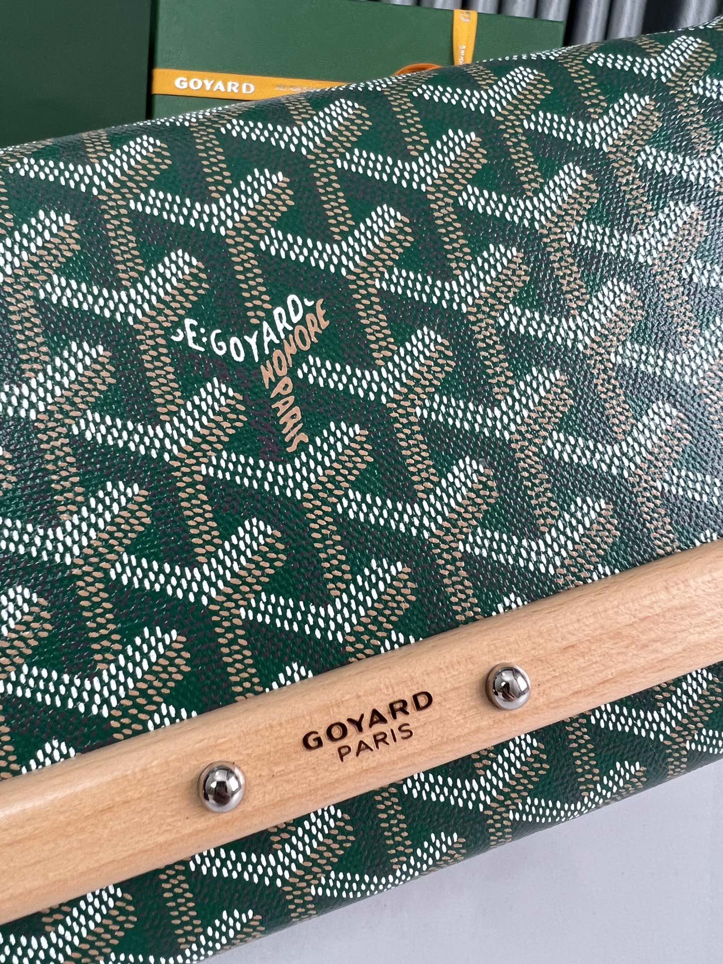 GOYARD Goyardine Monte Carlo Bois Clutch Green 1471954 | FASHIONPHILE