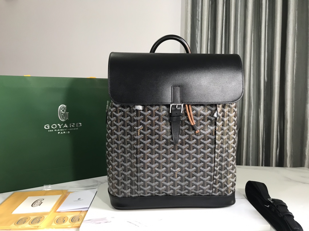 Goyard Alpin Backpack Medium Black Goyard and Leather