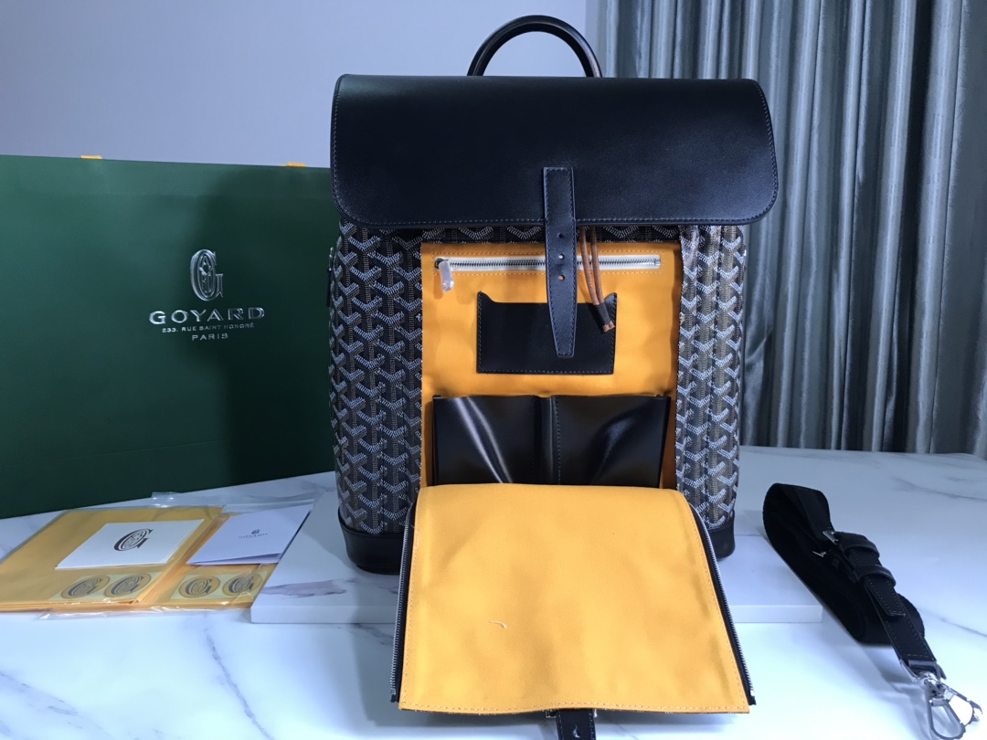 Goyard Alpin Backpack Medium Black Goyard and Leather