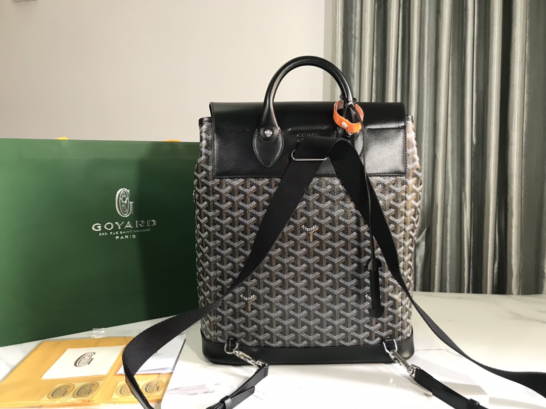 Goyard Alpin Backpack Medium Black Goyard and Leather