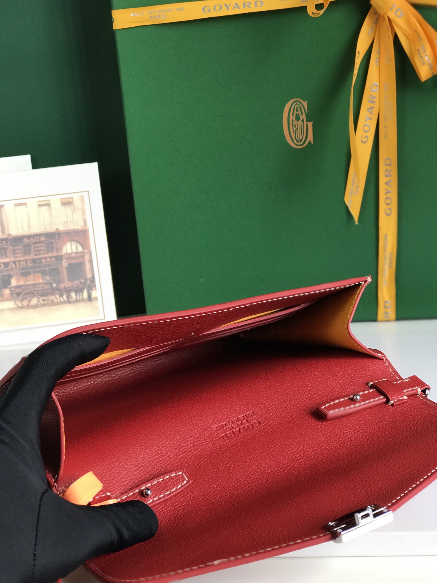 GOYARD Goyardine Calfskin Chypre Wallet Pouch Red