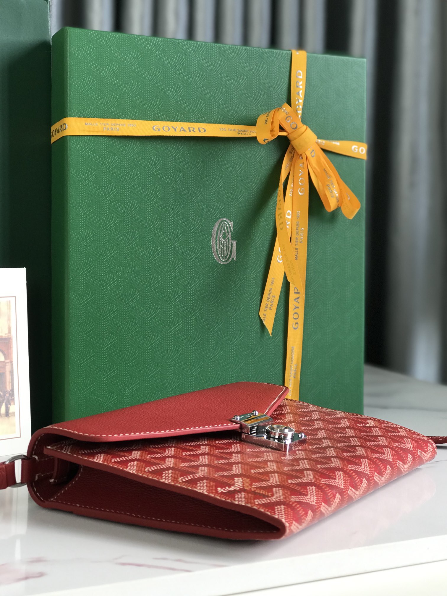 GOYARD Goyardine Calfskin Chypre Wallet Pouch Red