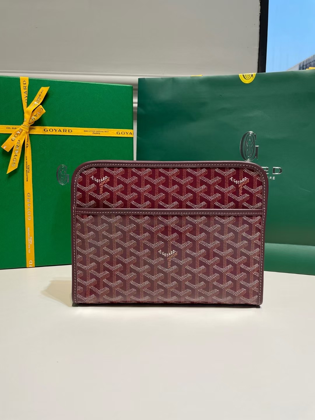 GOYARD Goyardine Jouvence Toiletry Pouch Burgundy