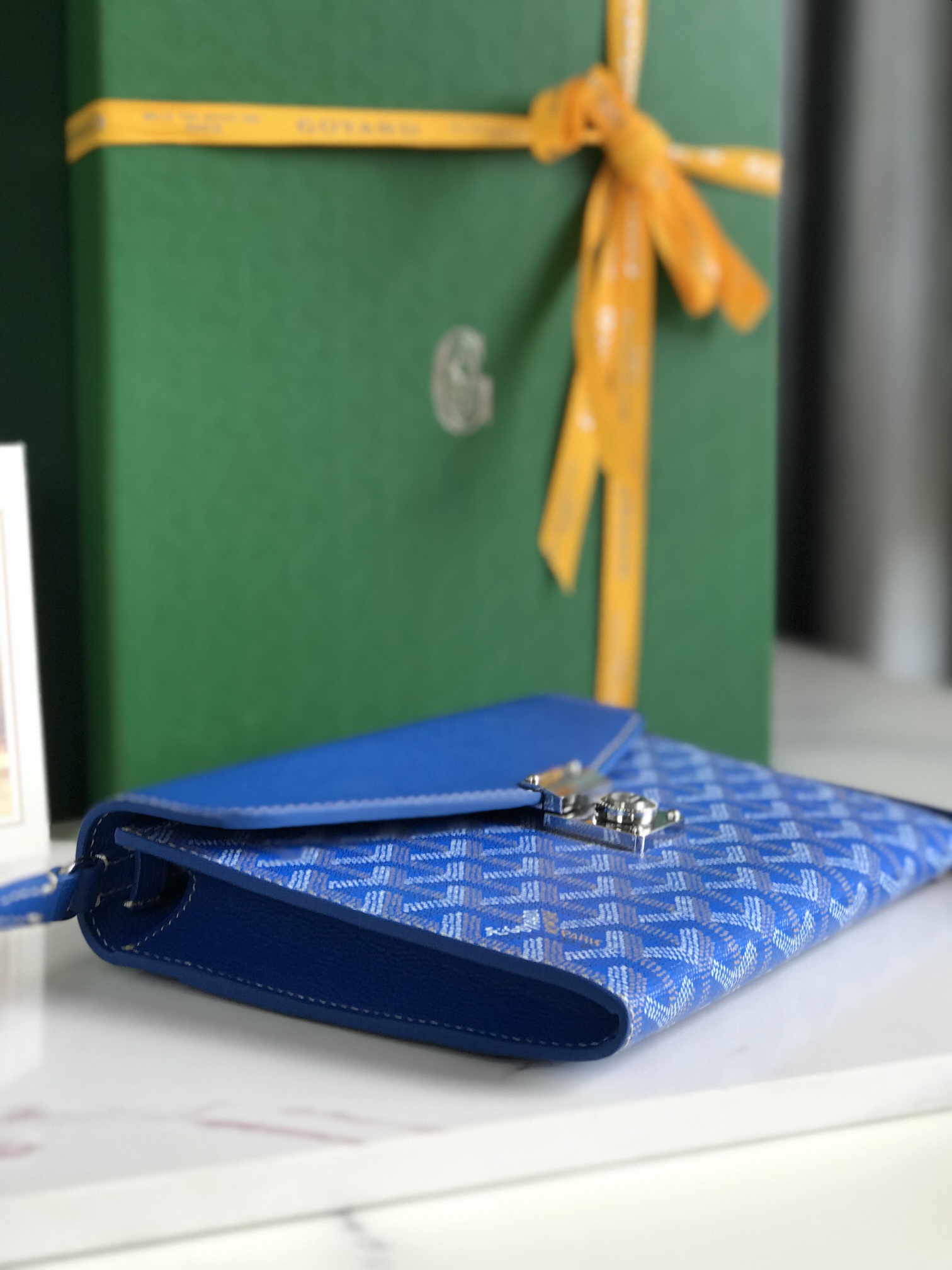 Goyard Goyardine Sky Blue Chypre Wallet-Pouch Palladium Hardware