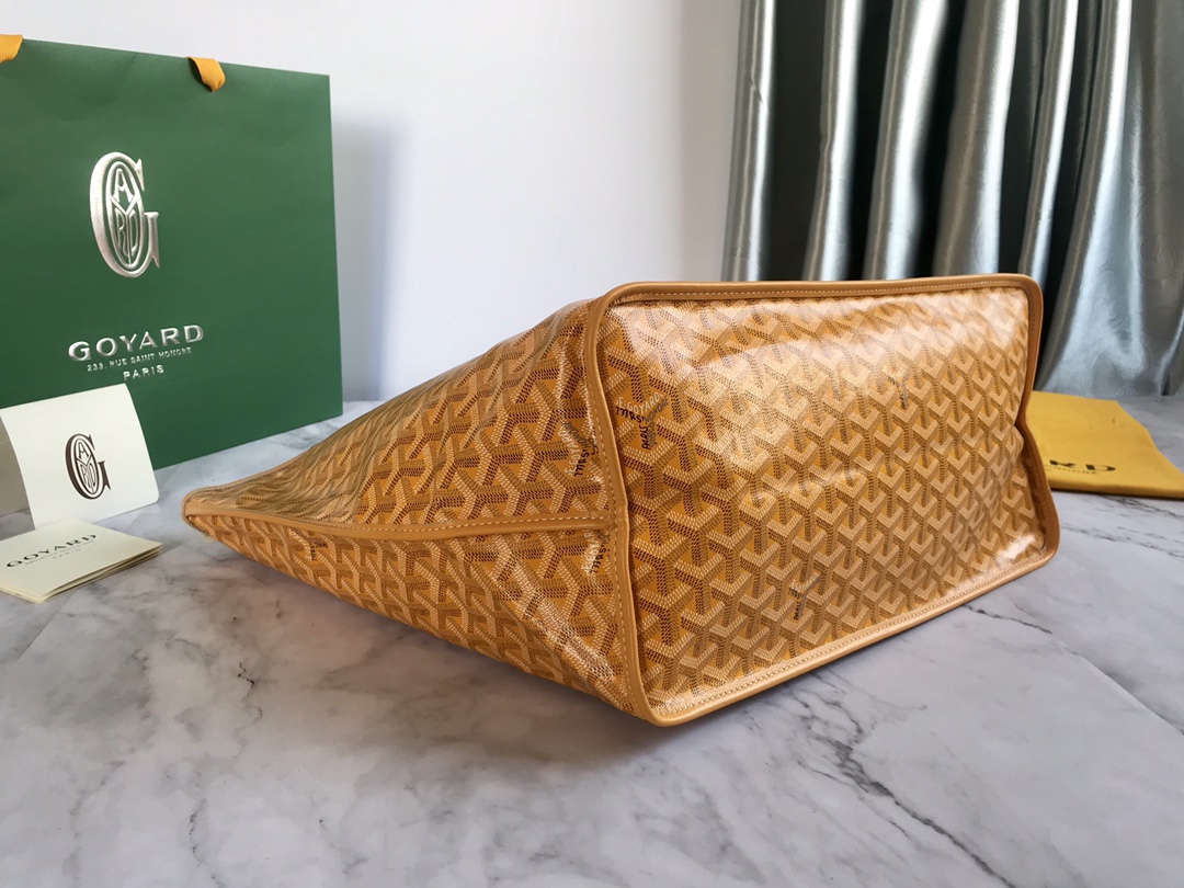 Yellow Goyard Goyardine Saint Louis GM Tote Bag Leather