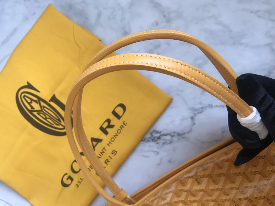 Yellow Goyard Goyardine Saint Louis GM Tote Bag Leather