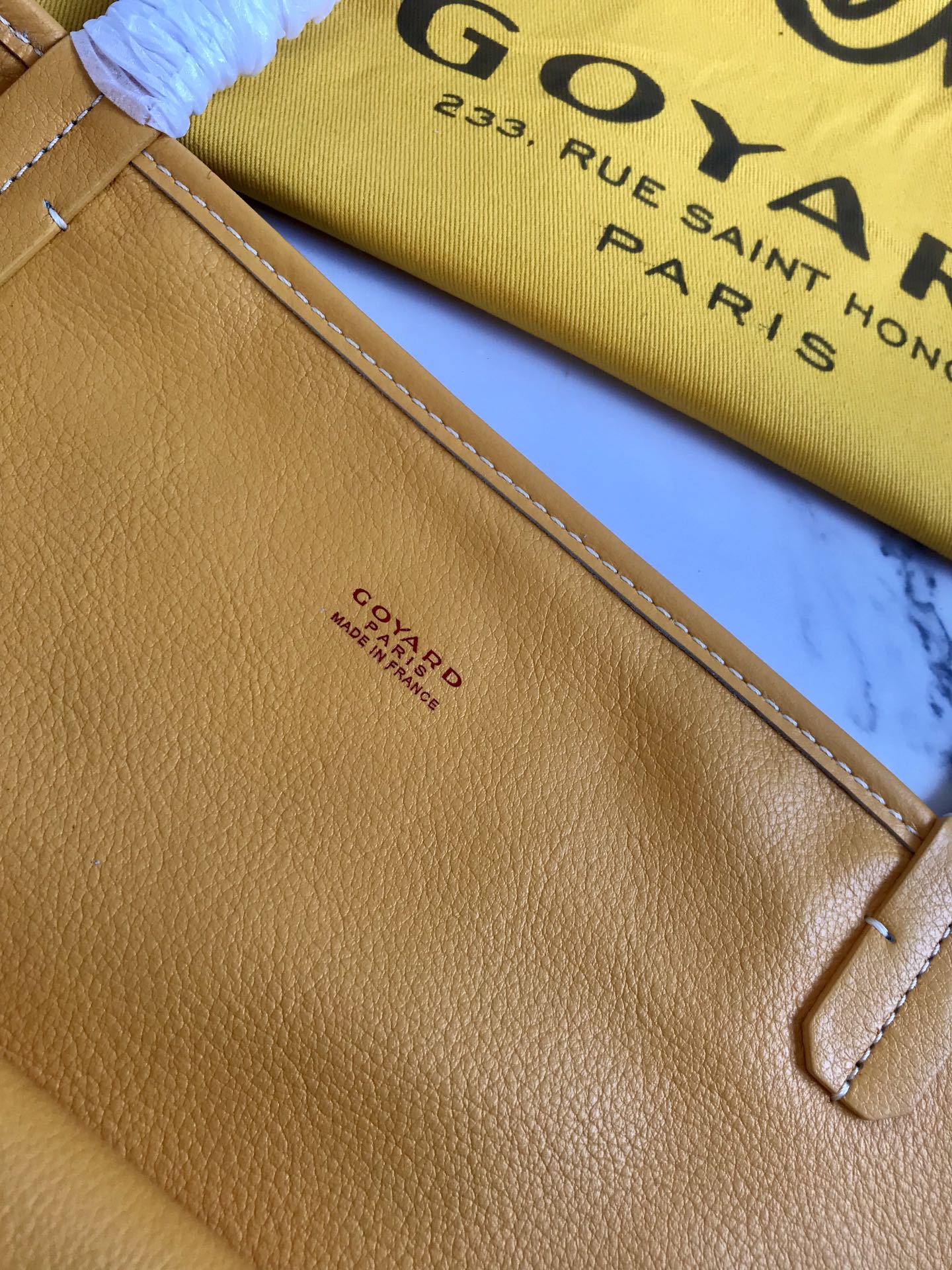 Yellow Goyard Goyardine Saint Louis GM Tote Bag Leather