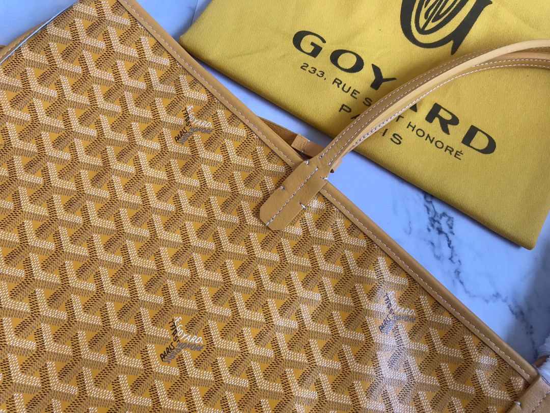 Yellow Goyard Goyardine Saint Louis GM Tote Bag Leather