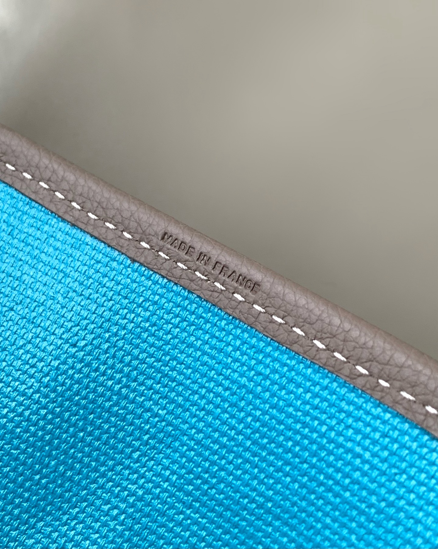 Goyard luxury leather bag in blue and beige with top handles
