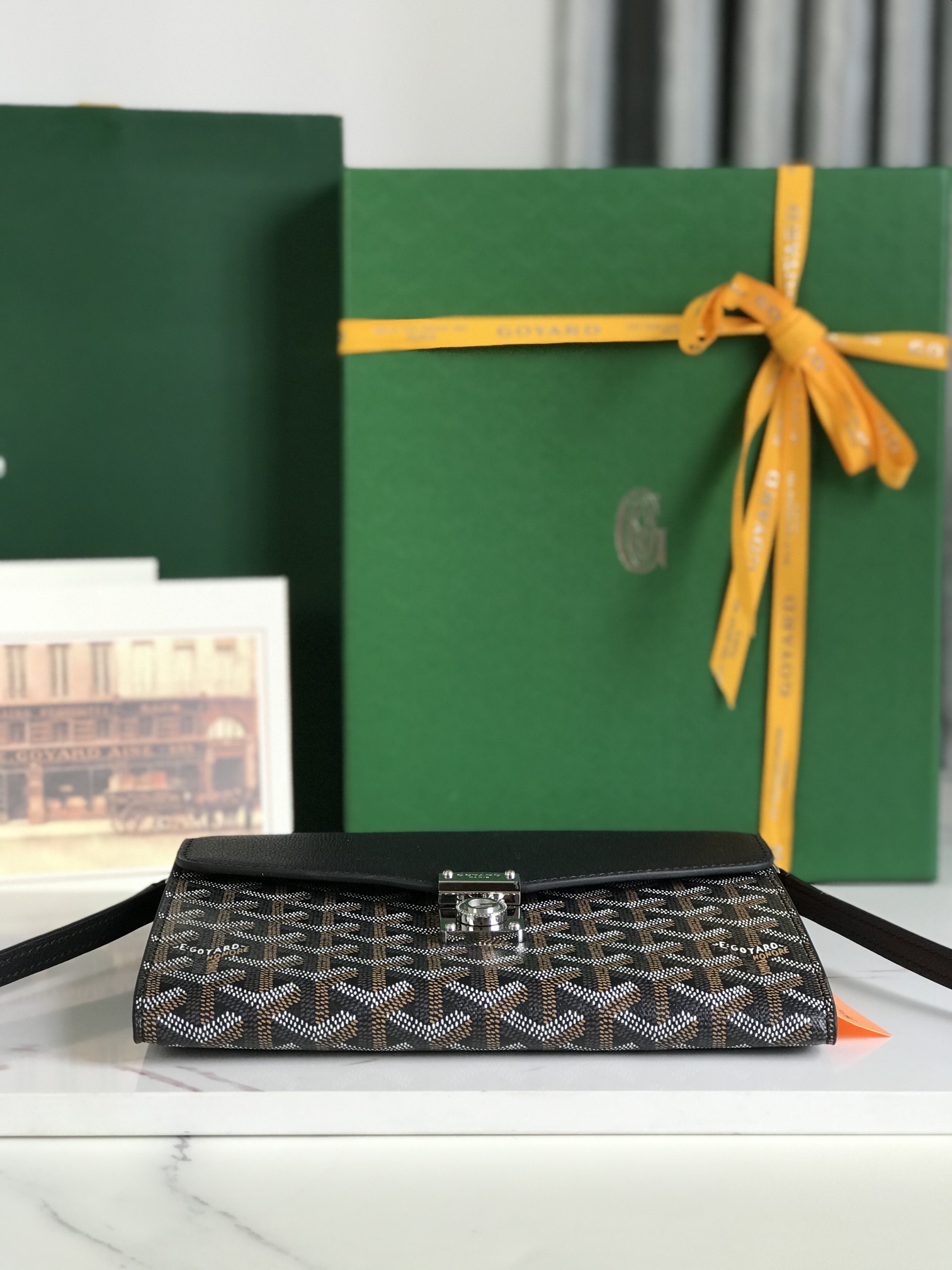 Goyard Black Goyardine Canvas Chypre Wallet Pouch Cloth