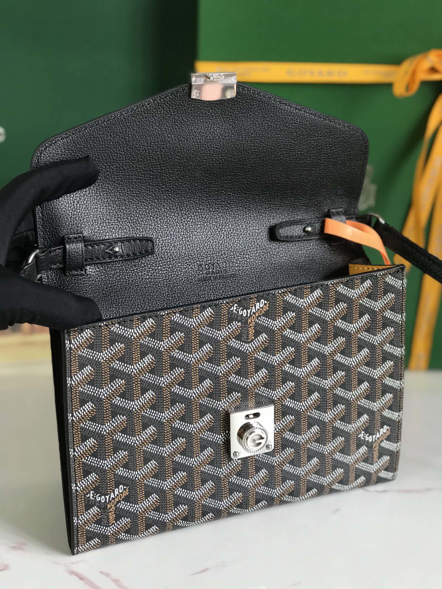 Goyard Black Goyardine Canvas Chypre Wallet Pouch Cloth