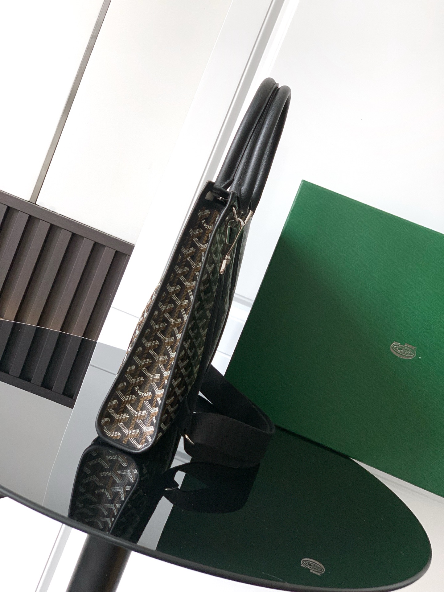 GOYARD Goyardine Calfskin Morvan Document Case black