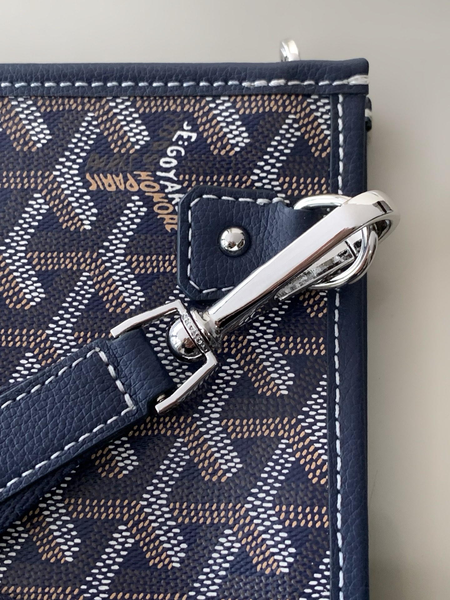 GOYARD Goyardine Calfskin Morvan Document Case blue navy