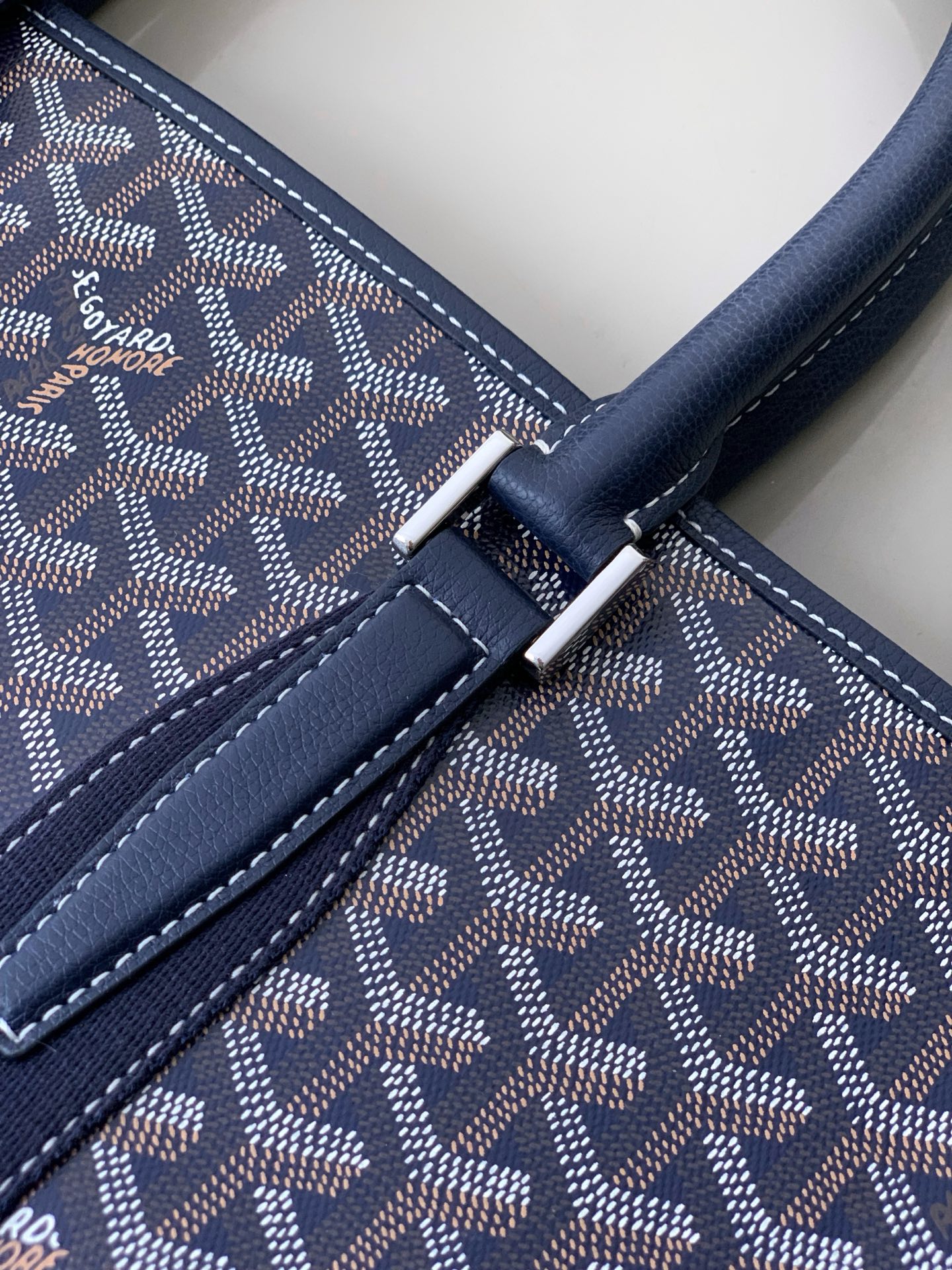 GOYARD Goyardine Calfskin Morvan Document Case blue navy