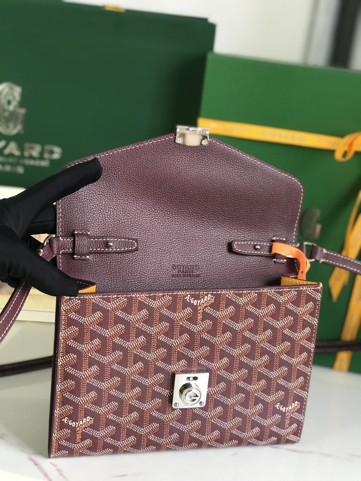 Goyard Goyardine Burgundy Chypre Wallet-Pouch Palladium Hardware
