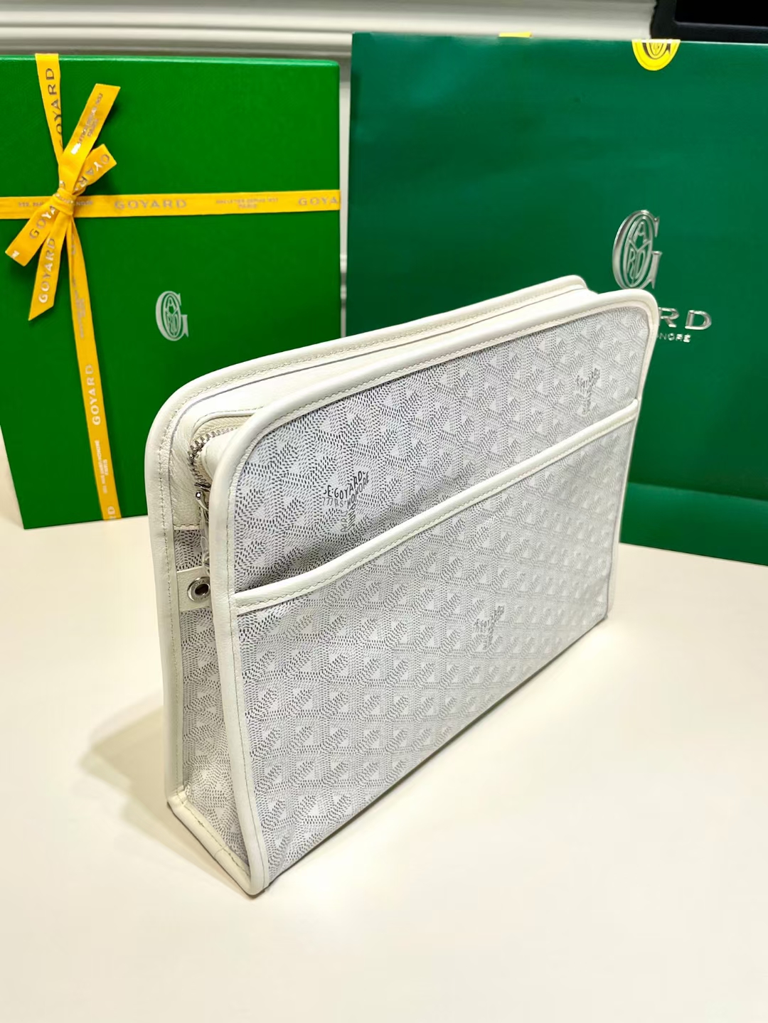 Goyard White Jouvence GM Toiletry Bag