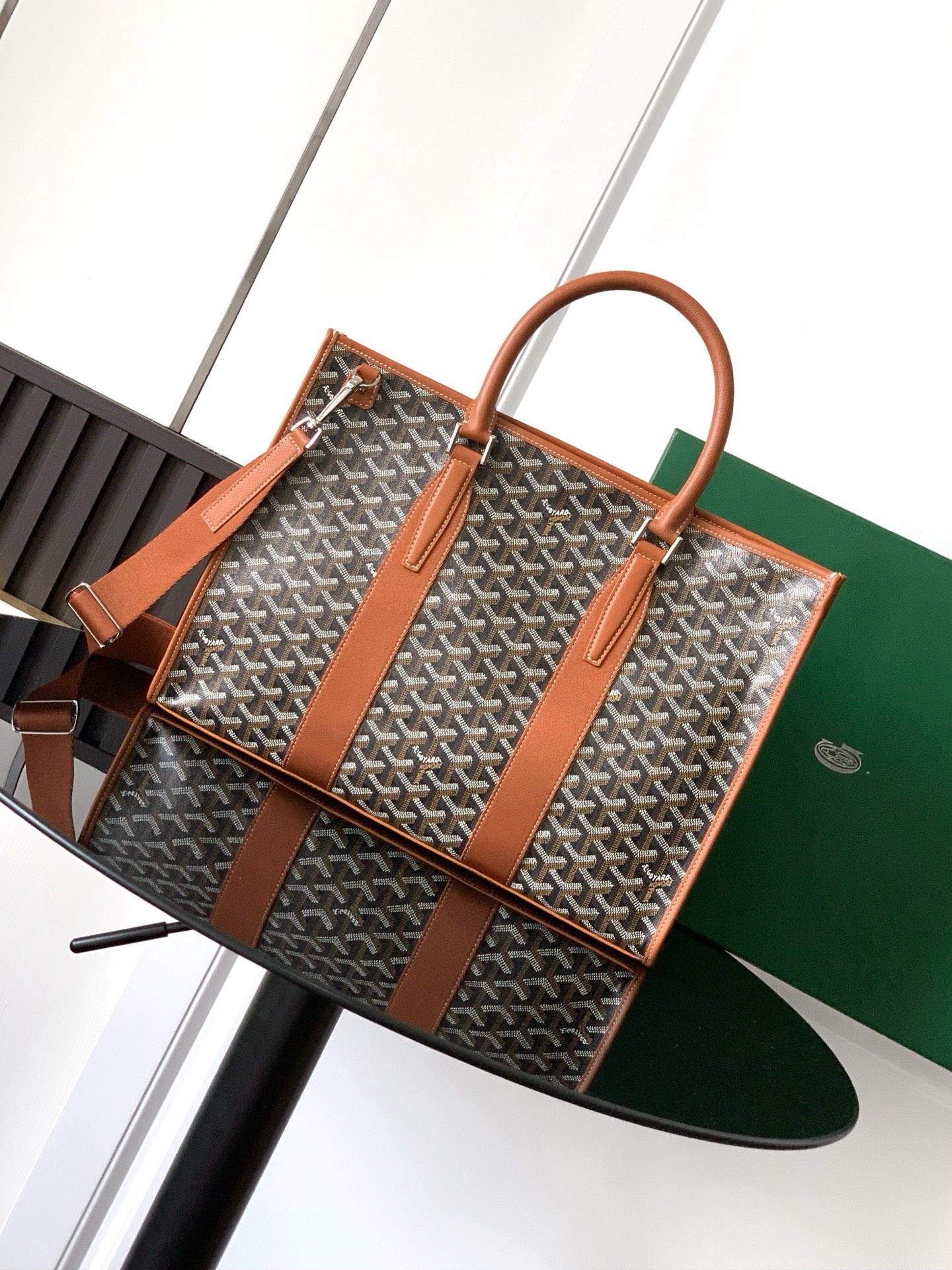 GOYARD Goyardine Calfskin Morvan Document Case brown