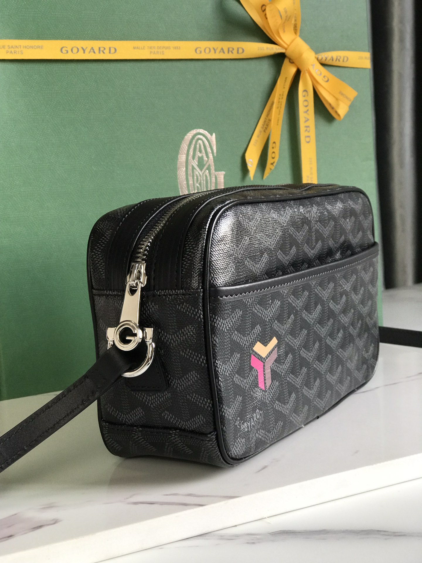 Goyard Cup Vert PM Shoulder Bag black Leather Cloth