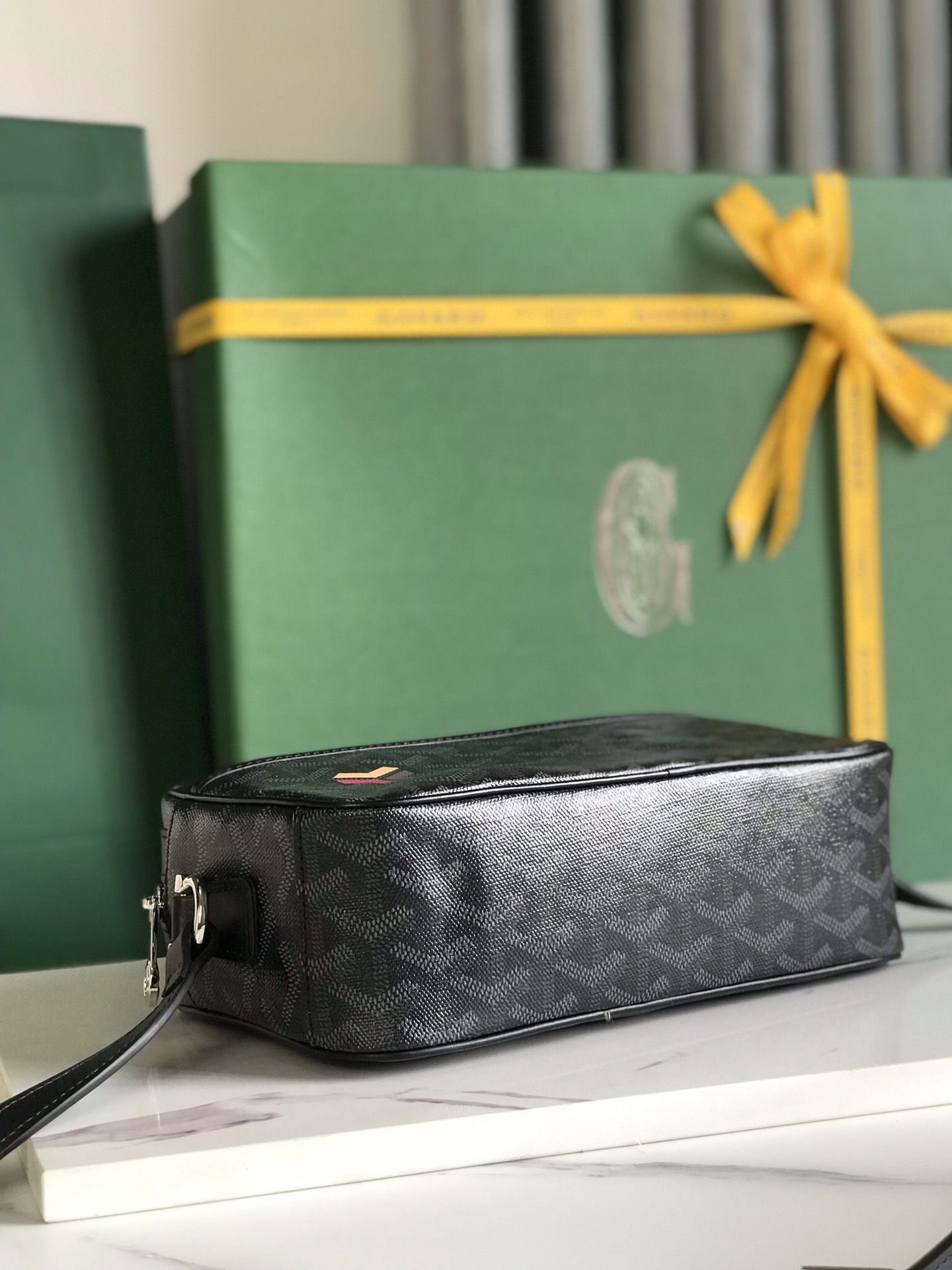 Goyard Cup Vert PM Shoulder Bag black Leather Cloth