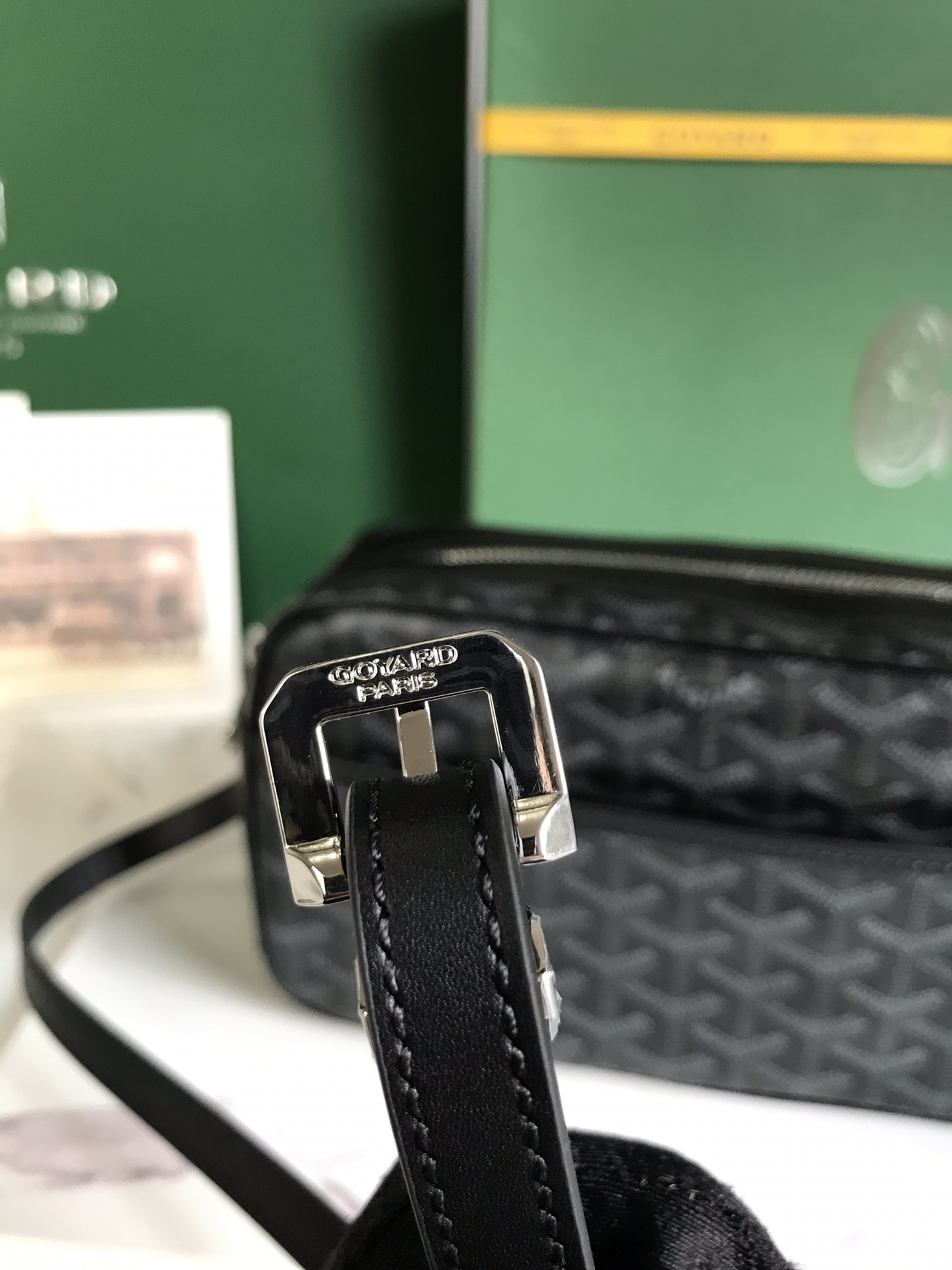 Goyard Cup Vert PM Shoulder Bag black Leather Cloth