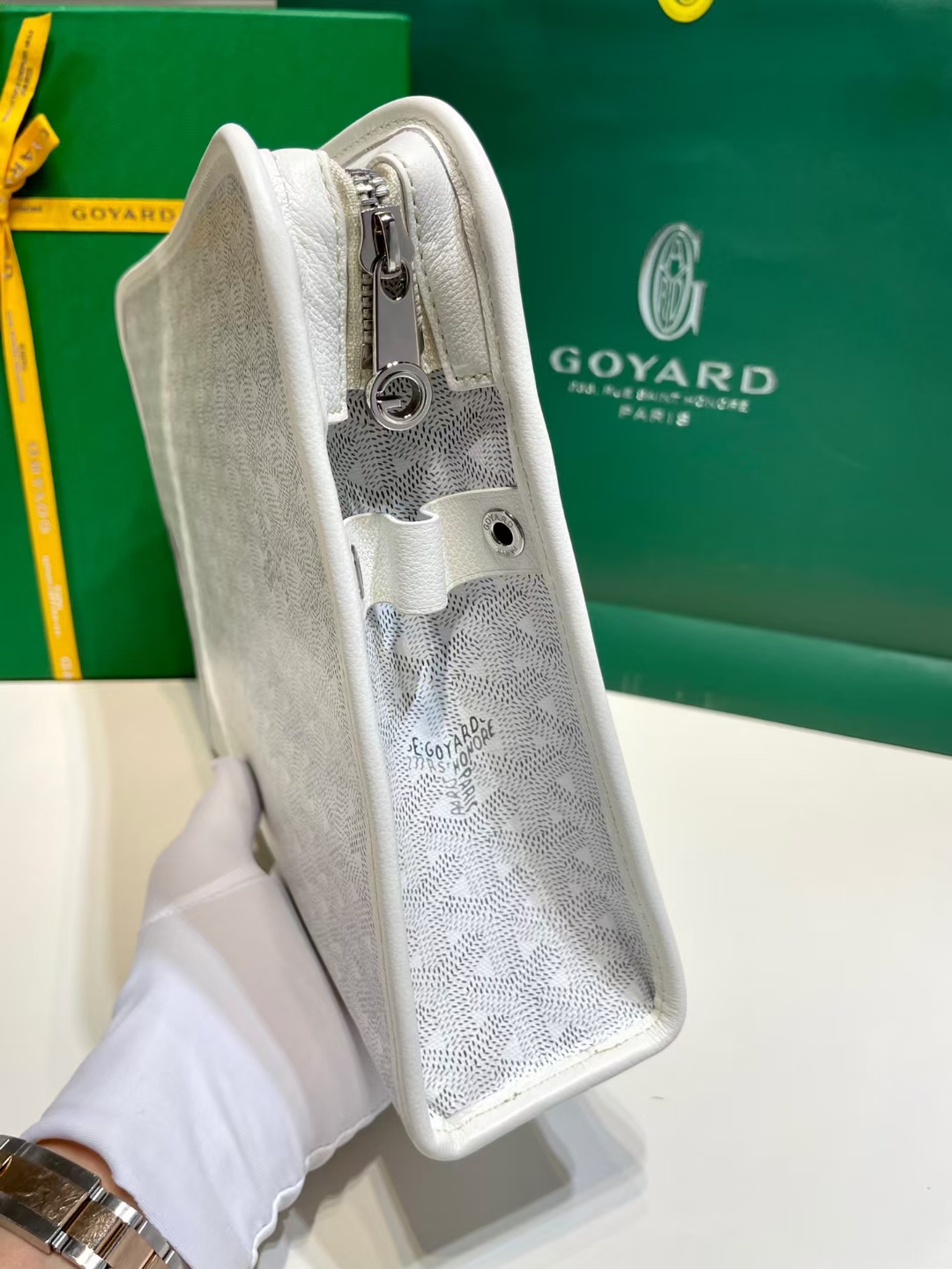 Goyard White Jouvence GM Toiletry Bag