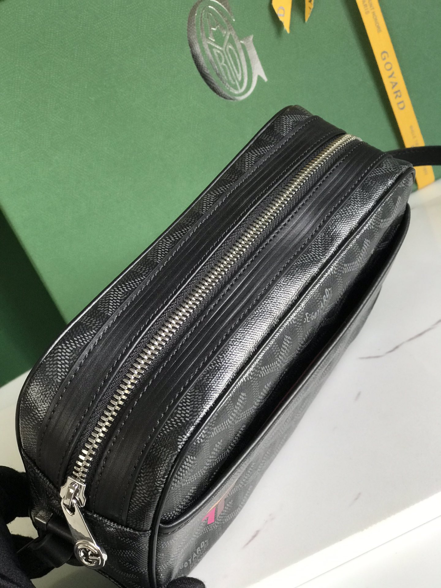 Goyard Cup Vert PM Shoulder Bag black Leather Cloth